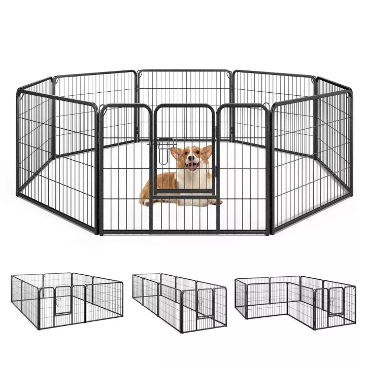 8-Panel 360° Adjustable Metal Indoor & Outdoor Pet Playpen