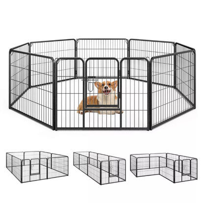 8-Panel 360° Adjustable Metal Indoor & Outdoor Pet Playpen