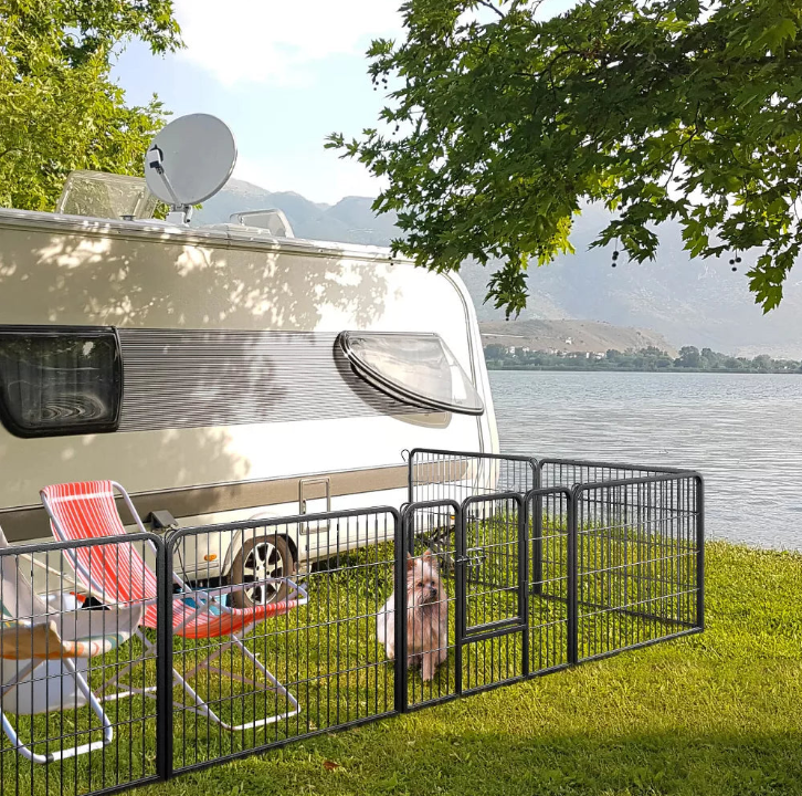 8-Panel 360° Adjustable Metal Indoor & Outdoor Pet Playpen