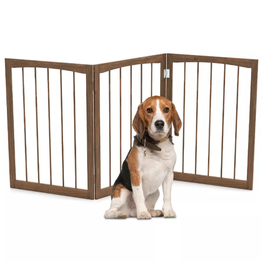 3-Panel 180° Rotatable Freestanding Wooden Pet Fence